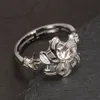 Bague Solitaire Véritable Argent Sterling 925 Dames La Bande de Fiançailles Galadriel Nenya Zircon 221103