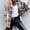 Damesjassen dames herfst winter met lange mouwen plaid jas shirt dames mode revers revers een koord met borsten met borsten