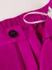 Kvinnors byxor capris kvinnor hög midja flare wide ben big size glänsande fuchsia klocka bottnar byxor klädda femme trendiga festklubbar klädsel 4xl 221103