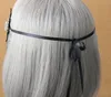 Black Wenecet Net-twarz maska ​​Halloween biżuteria do włosów maskarada na głowie Rhinestone Deco z akcesoriami z welonem.