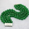 Strand 8mm Natural Green Malaysia Chalcedony Jades Stone Round Beads 4 Rows Armband Women High Grade Gift Smycken 7.5 -tums B3172