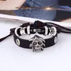 Bracciale con ciondolo a forma di teschio Braccialetti avvolgenti multistrato in pelle Bracciale con polsino da uomo Gioielli di moda punk