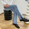 Jeans da uomo IEFB Autunno Jeans dritti larghi Pantaloni da uomo Coreano Streetwear Moda Gamba larga Pantaloni lunghi Pantaloni in denim divisi con foro 9Y8735 T221102