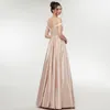 Party Dresses Fashion Off The Shoulder Satin Prom Beads Sash Backless Long A-line Evening Pageant Gowns Formal Vesti