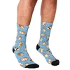 Chaussettes pour hommes 2022 Funny Men's Jolly Corgis en motif bleu imprimé Hip Hop Hommes Happy Cute Boys Street Style Crazy For