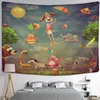 Tapisseries Animal Cartoon Illustration Tapisserie Tenture Girafe Zèbre Kawaii Mystérieux Simple Hippie Fille Enfants Chambre Décor À La Maison