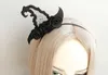 Siyah Masquerade Cadı Şapkası Kafa Bandı Cadılar Bayramı Yaratıcı Büyücü Şapka Netted Kumaş Çiçek Kafa Bantları Çocuklar İçin Saç Aksesuarları