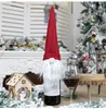 Ny juldekoration leveranser ansiktslös gammal man docka vinflaska uppsättning champagne dekor vinpåse present