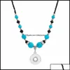 Pendant Necklaces Pendant Necklaces Pendants Jewelry Fashionnational Style Turquoises Beads Snap Necklace 55Cm Fit Diy 12Mm 18Mm But Otuhr
