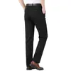 Men's Pants Waist Trousers Color Thin Elastic Solid Casual High Business Men's