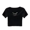 Kvinnors T-skjortor 2022 Summer Super-Croped T-shirt Women's Short Sleeve Slim Fit High midje navel-exponerade toppinsatser Vit svart