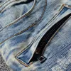 Jeans Sokotoo Herren Herren Vintage hellblaue Löcher zerrissene Biker-Jeans für Motorrad Lässige, plissierte, zerrissene Stretch-Denim-Slim-Hose T221102