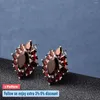 Stud Earrings Natural Red Garnet Solid Sterling Silver 15 Carats Genuine Gemstone Classic Women39s Jewelry Royal Luxury Style G2863998