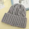 Autumn Winter Hats for Women Girls Wool Blided Knit Wool Par Cap Lady Thread Sticked Beanie Chapeau Femme