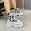 BOTAS AUTOMN Summer High Top Sneakers Women Round Head Leopard Sport Ladies Sapatos Vulcanizados Plataforma de Tie Front Tela