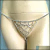Inne Stonefans seksowne talia łańcuch ciała kryształowa biżuteria bielizny dla kobiet mesh rhinestone Thong bikini majtki bielizny Valentine gi dhhyy