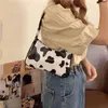 Bolsas de cosméticos Vintage Harajuku Pu Saco de Couro Kawaii Bolsa de Padrão de Vaca Doce Cute Vaca Mini Bolsa Axilar da axilar