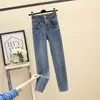 Damen Jeans Damenbekleidung Frühling Herbst Mode Hohe Taille Shinny Strass Abnehmen Stretch Denim Hosen Damen Straße