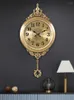 Wandklokken Pure Brass Clock Home Living Room Modern Simple Light Luxe Watch Creative Swing Fashion