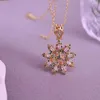 Pendant Necklaces 5PCS Dainty Flower Necklace For Women Charm Zircon Crystal Chain Gold Jewelry Gift