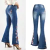 Jeans Femme Logami Broderie Femme Pantalon Skinny Flare Denim Dames