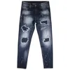 Blue Damage Jeans Uomo Pantaloni in denim popolari Pantaloni da cowboy con gamba a matita Slim Fit222Z