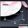 Anklets Anklets Drop levering 2021 Miqiao armband enkel Vrouwen 925 Sterling Sier voet lichaamsketen op been dames sieraden blad love sim otawo