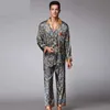 Vêtements de nuit pour hommes Nouveaux pyjamas de luxe hommes motif Paisley vêtements de nuit en soie à manches longues en satin pour hommes pyjamas pour hommes ensemble de pyjamas pour hommes grande taille 4XL T221103