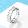 Cluster Ringe Frauen Luxus Ewigkeit Hochzeit Punk Band Ring Prinzessin Cut Zirkon Mode Weibliche Schmuck Jahrestag Geschenk Volle Leiter CZ