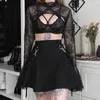 Skirts Harajuku Punk Gothic Black High Waist Women Sexy Patchwork Bandage Mini Female Streetwear 221103