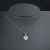 Pendant Necklaces 2022 Luxury Princess Silver Color On The Neck For Women Anniversary Gift Jewelry Wholesale X6829