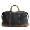 Duffel Bags Brand Casual Men Cowhide Handbag Leather Style Travel Bag Quality Canvas Vintage Traveling Sales Gift