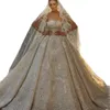 Squisiti abiti da sposa lucenti senza spalline senza maniche abito da ballo paillettes applique in pizzo abiti da sposa Aso Ebi arabo Dubai