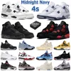 Con Box 4 Scarpe da basket Uomo Donna 4s Midnight Navy Militare Black Cat Red Thunder Lightning University Blue Sail Scarpe da ginnastica da uomo Outdoor