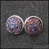 Stud Stud Earrings Jewelry High Quality Resin Druzy For Women Simple Shining Tone Hypoallergenic Female Fashion Gift Drop Delivery 2 Otgqm