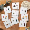 Stud Stud 2021 Minimalist Irregar Geometric Colorf Enamel Earrings For Women Vintage Asymmetric Gold Small Earring Drop Delivery Jewe Dh3Pe