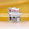 925 Sterling Silver Festive Gingerbread House Christmas Charm Bead Fits European Pandora Style Jewel Charm Armband