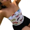 Tanks de femmes Femmes Tops Summer Womens Off épaule Modèle imprimé sans bretelles