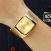 Wwoor Luxury Gold Watchs for Men Square Quartz Watch Slim Acciaio Mesh Waterproof Date Orologio da polso Uomo Gift Relogio Masculino 24192273