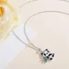 Подвесные ожерелья зажаривают милое ожерелье из панды инкрустационное хрустальное тонкое гладкое серебряная тарелка эмалея для животных подарки для девочки