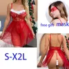 2023 Yeni Kız Giyim için Ücretsiz Maske Peluş Kadınlar Seksi Noel Baba İç çamaşırı Seti Babydoll Dantel Keminler Sktarwear