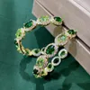 Hoop Earrings 2022 Women With Bling Green Zircon Elegant Luxury Yellow Gold Color Earings Trendy Wedding Jewelry