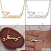 Colliers pendants Colliers pendants Laura Love Collier Collier Collier en acier inoxydable plaqué Gold Gold pour femmes Filles F Dhsix