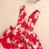 Clothing Sets 0-24M Born Baby Girl Short Sleeve Cotton Bodysuit Tops Print Suspender Skirt Headband 3PCS Valentine's Clothes Set