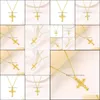 Pendant Necklaces Pendant Necklaces 9K Yellow Fine Gold Jesus Crucifix Cross Link Chain Necklace Womens Mens Gift Drop Delivery Jewe Dhaxn