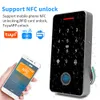 도어 잠금 NFC Bluetooth Tuya 앱 백라이트 터치 13.56MHz RFID 카드 액세스 제어 키패드 잠금 오프너 WG 출력 IP66 Watreproof 221103