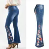 Jeans Femme Logami Broderie Femme Pantalon Skinny Flare Denim Dames