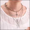 H￤nge halsband h￤nge halsband punk hip hop sier f￤rg cross choker f￶r m￤n kvinnor coola 3 lager fj￤rils ￤ngelhalsband fashio dh1qm