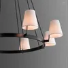 Hanglampen 2022 Aankomst Zwart koperen kroonluchters met stoffen schaduw Woonkamer Keuken Slaapkamer Restaurant Lamp Indoor Led Light