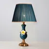 lámpara de noche de cerámica azul